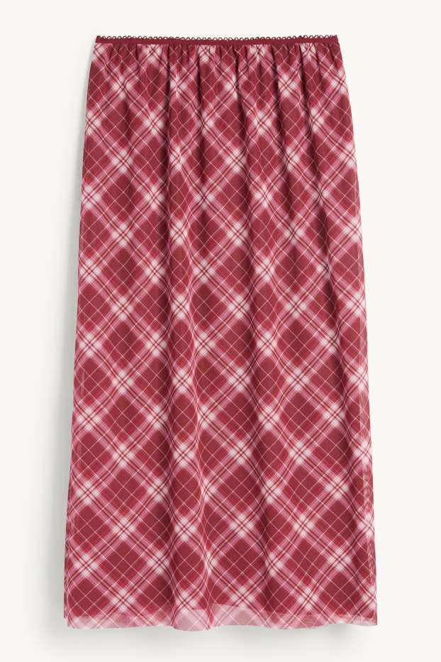 Kinder Mädchen - Mesh-Rock - kariert - dunkelrot