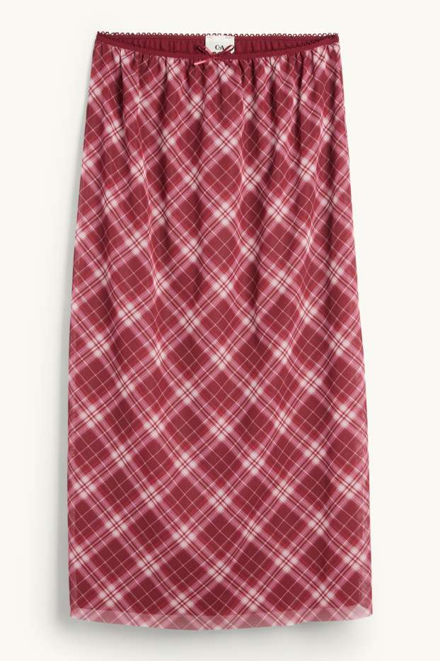 Kinder Mädchen - Mesh-Rock - kariert - dunkelrot