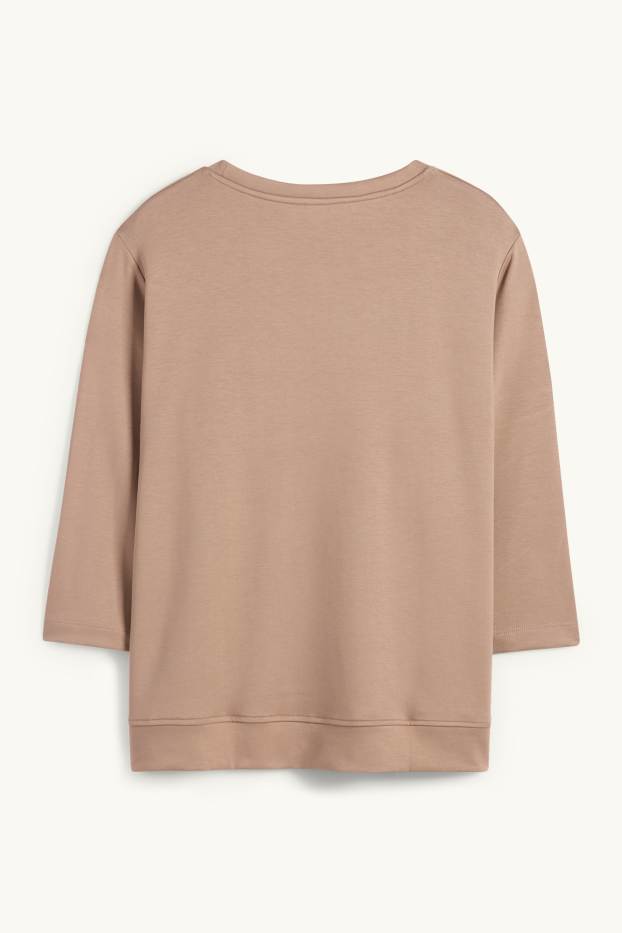 Women - Long sleeve top - relaxed fit - beige