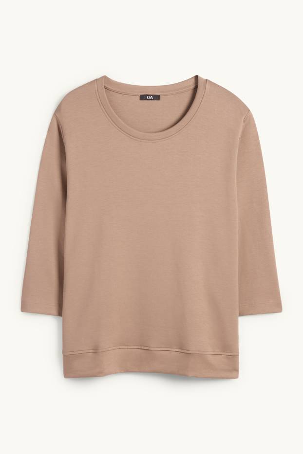 Women - Long sleeve top - relaxed fit - beige