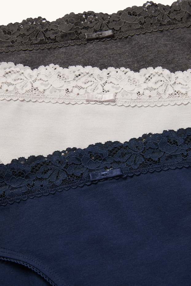 Dames - Set van 3 - slip - donkerblauw