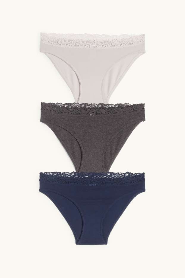 Dames - Set van 3 - slip - donkerblauw