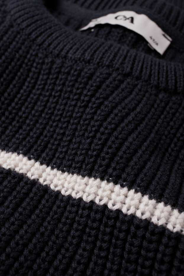 Kinderen: jongens - Trui - geribd - met strepen - donkerblauw