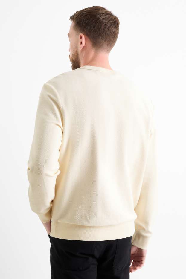 Bărbați - Bluză de molton - structurată - alb-crem