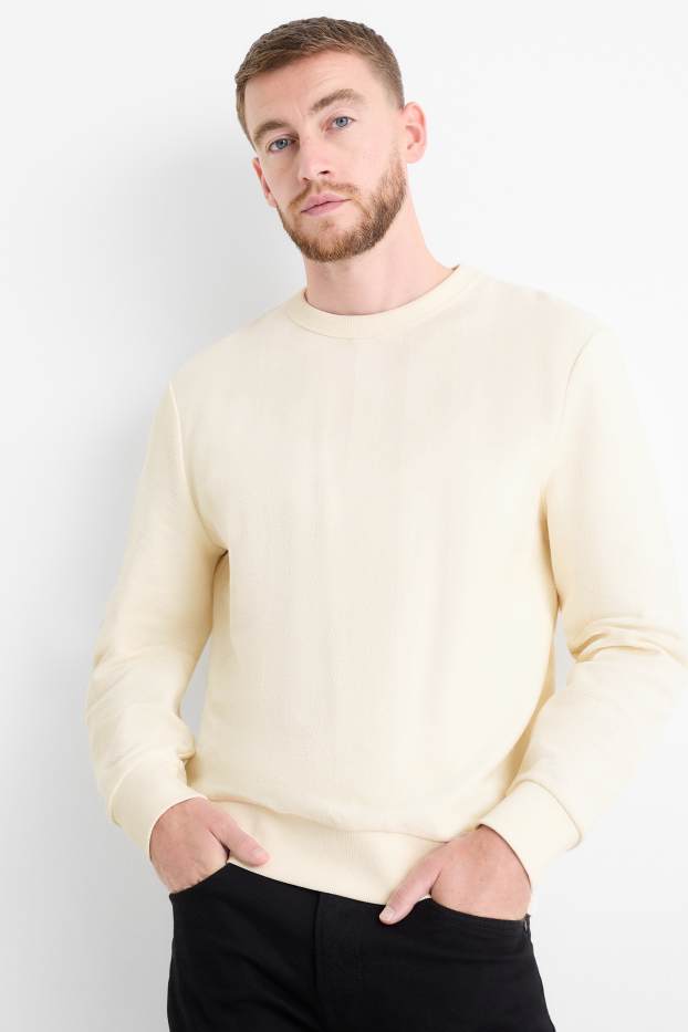 Bărbați - Bluză de molton - structurată - alb-crem