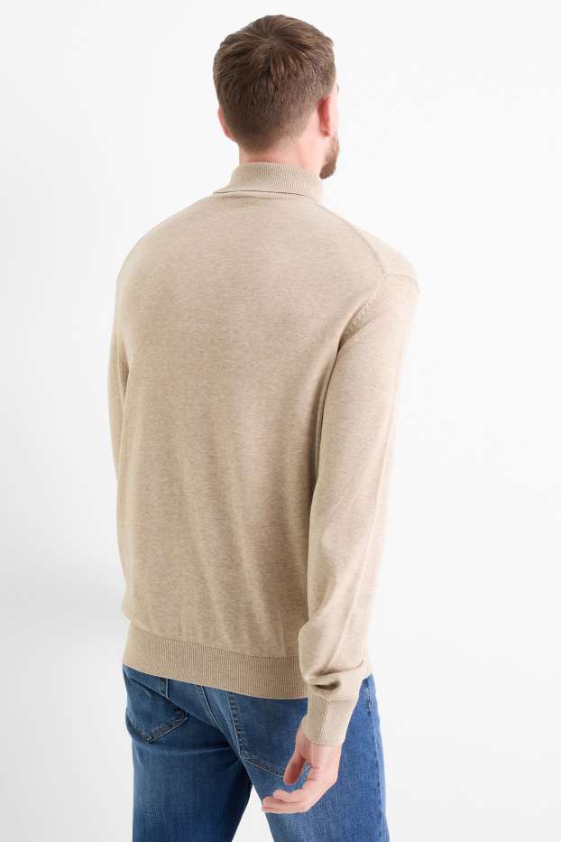 Herren - Rollkragenpullover - beige