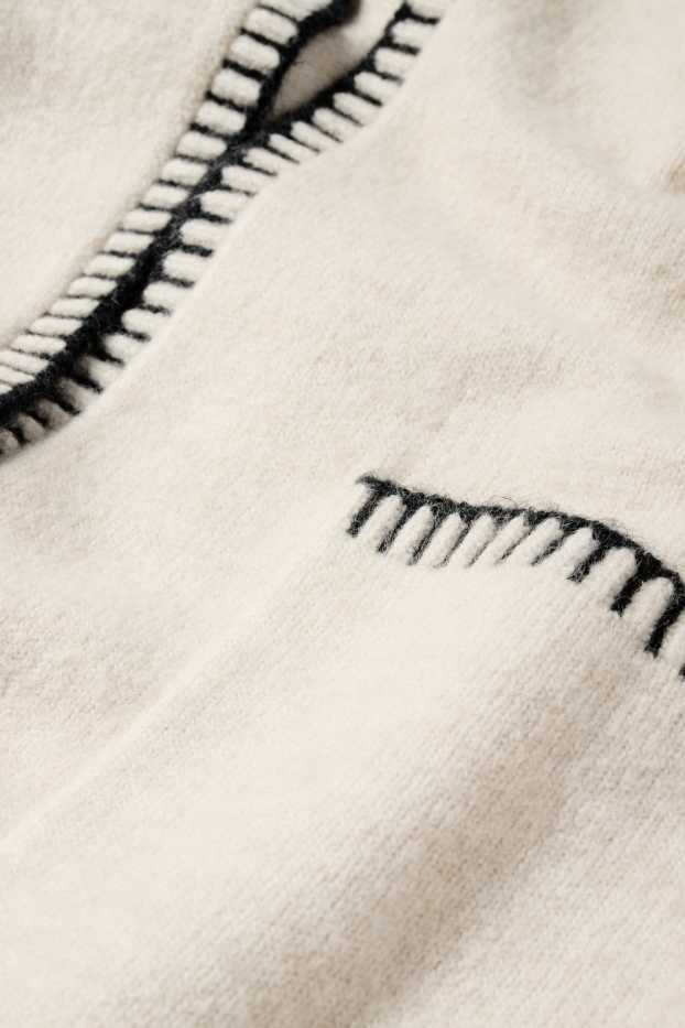 Femei - Cardigan tricotat lung - bej deschis