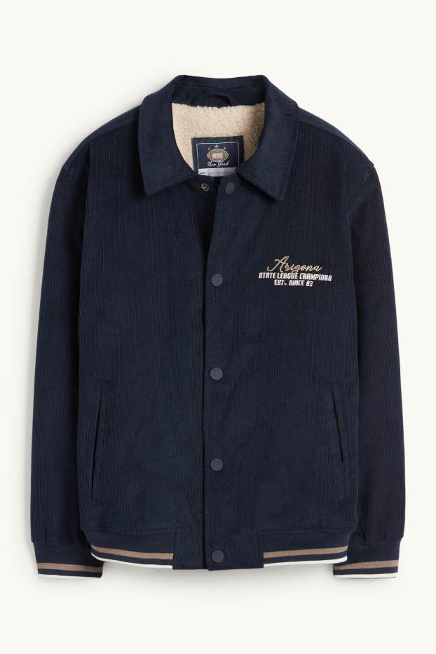 Enfants garçons - New York - veste en velours côtelé - doublé - bleu foncé