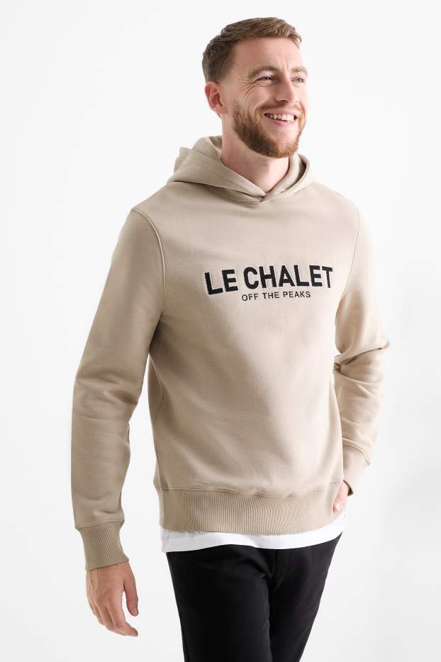 Hommes - Sweat à capuche - beige