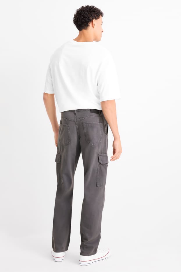 Men - Cargo trousers - relaxed fit - dark gray