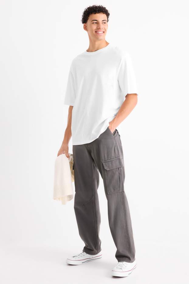 Men - Cargo trousers - relaxed fit - dark gray