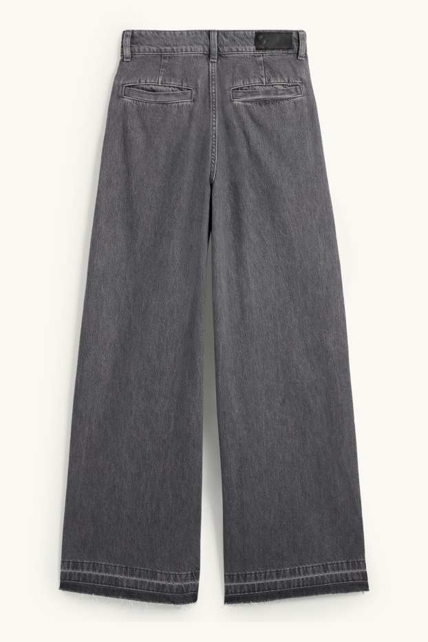 Damen - Wide Leg Jeans - Mid Waist - jeansgrau