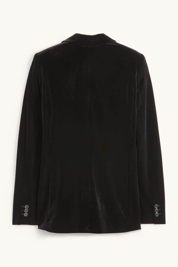 Dona - Blazer llarg de vellut - regular fit - negre