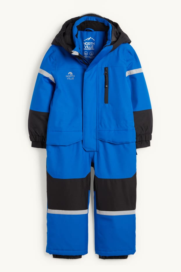 Kinder Jungen - Skianzug mit Kapuze - wasserdicht - blau