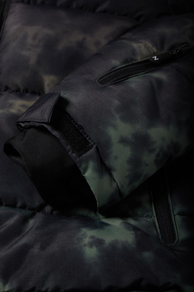 Bambini - Giacca da sci con cappuccio - impermeabile - fantasia - nero