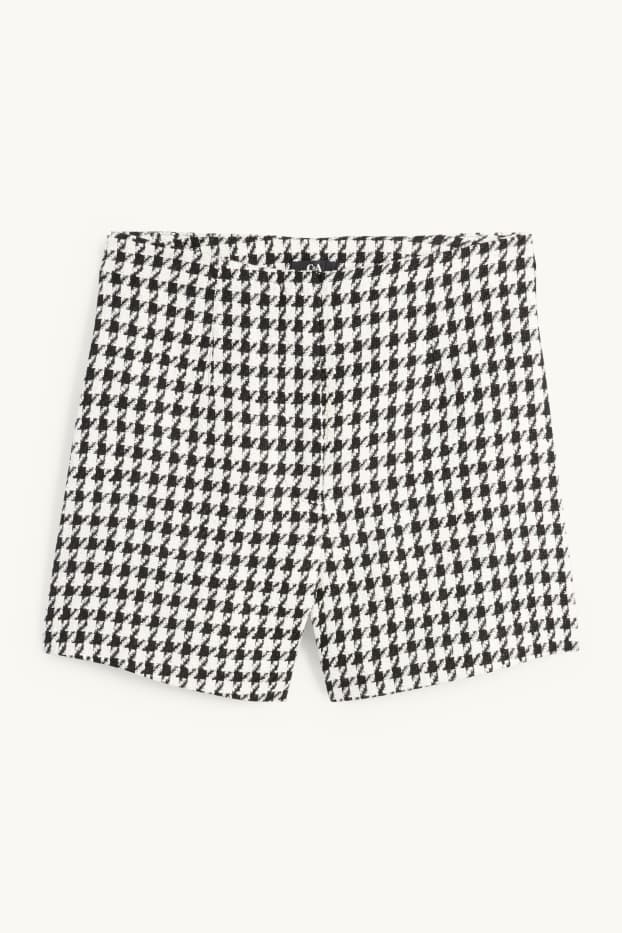 Femmes - Short - high waist - à carreaux - noir / blanc