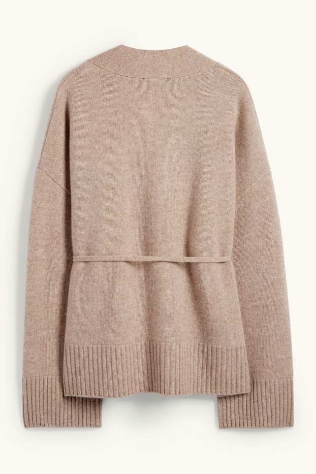 Dona - Jaqueta de punt de mitja amb component de caixmir - mescla de llana - marró clar