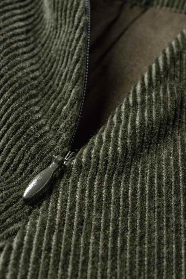 Dámské - Manšestrová skládaná sukně - tmavozelená