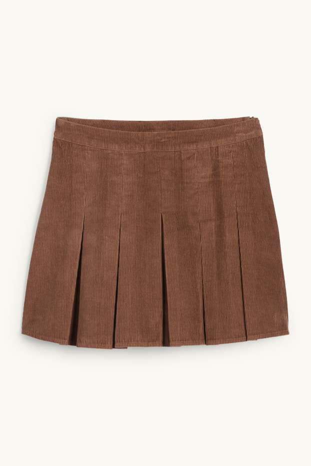 Femmes - Jupe plissée en velours côtelé - marron