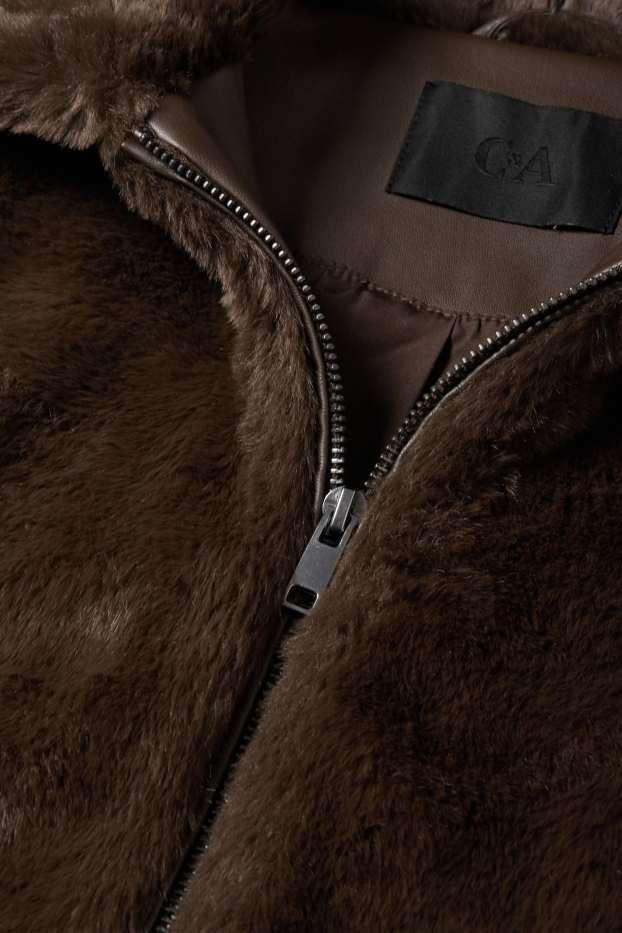 Dona - Jaqueta de pèl sintètic - marró fosc