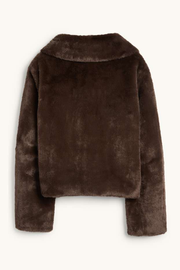 Dona - Jaqueta de pèl sintètic - marró fosc