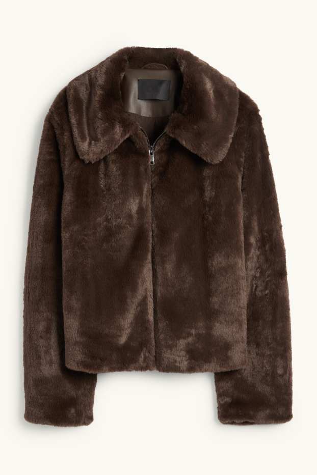 Dona - Jaqueta de pèl sintètic - marró fosc