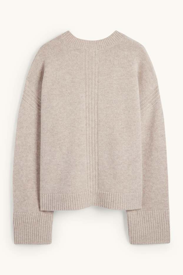 Damen - Pullover mit Kaschmir-Anteil - Woll-Mix - hellbeige