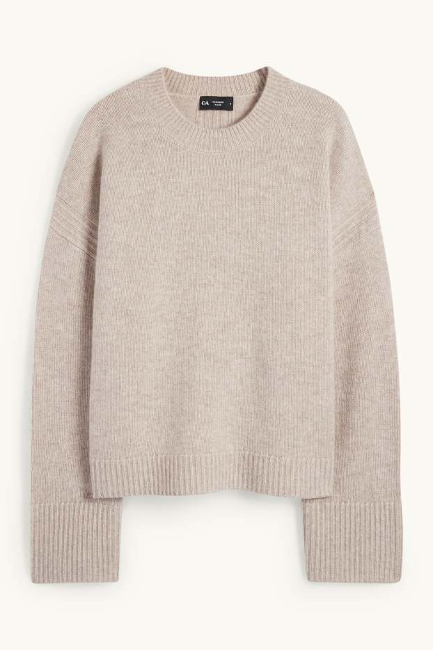 Damen - Pullover mit Kaschmir-Anteil - Woll-Mix - hellbeige