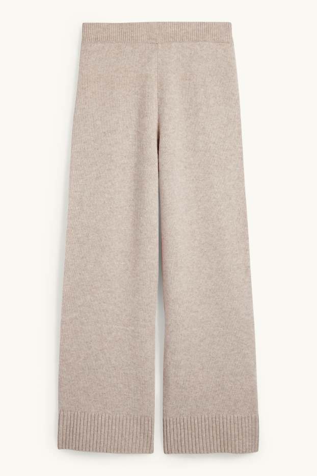 Damen - Strick-Jogginghose mit Kaschmir-Anteil - Woll-Mix - hellbeige