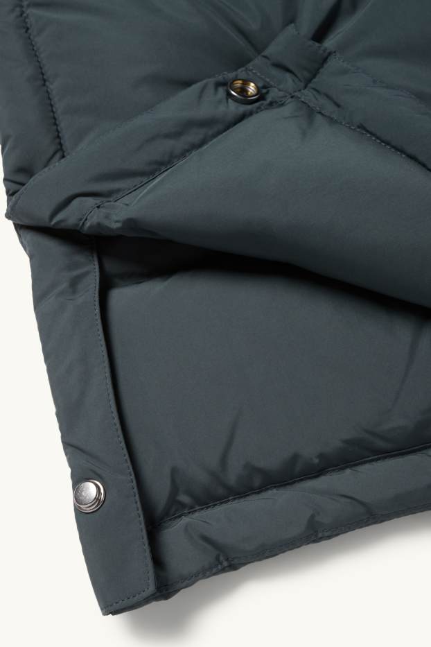 Dames - Mantel met stiksels en capuchon - waterafstotend - donkergrijs