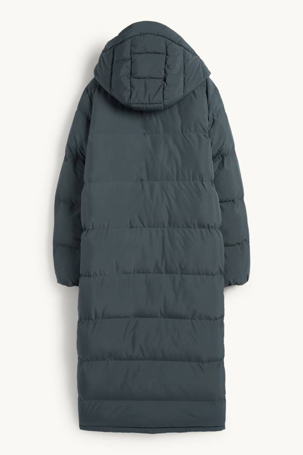 Dames - Mantel met stiksels en capuchon - waterafstotend - donkergrijs