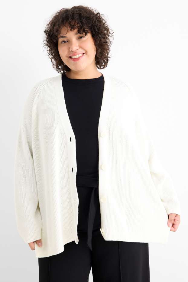 Dona - Jaqueta de punt - acanalada - blanc