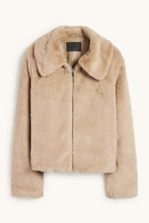 Damen - Kunstfell-Jacke - beige