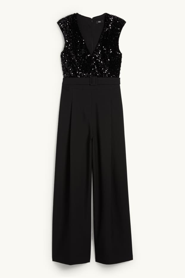 Mujer - Mono con cinturón - negro