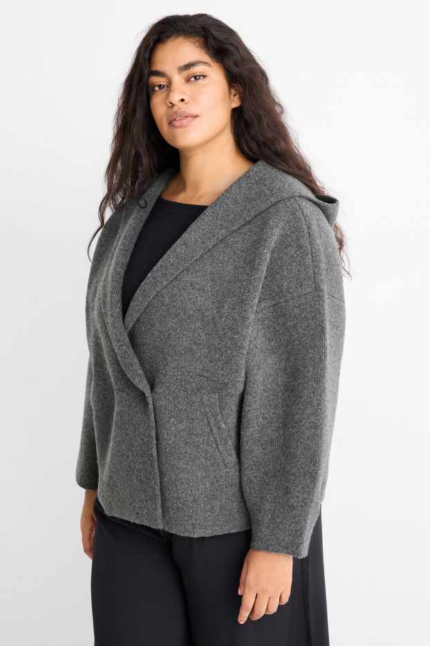 Femmes - Gilet en maille à capuche - gris foncé