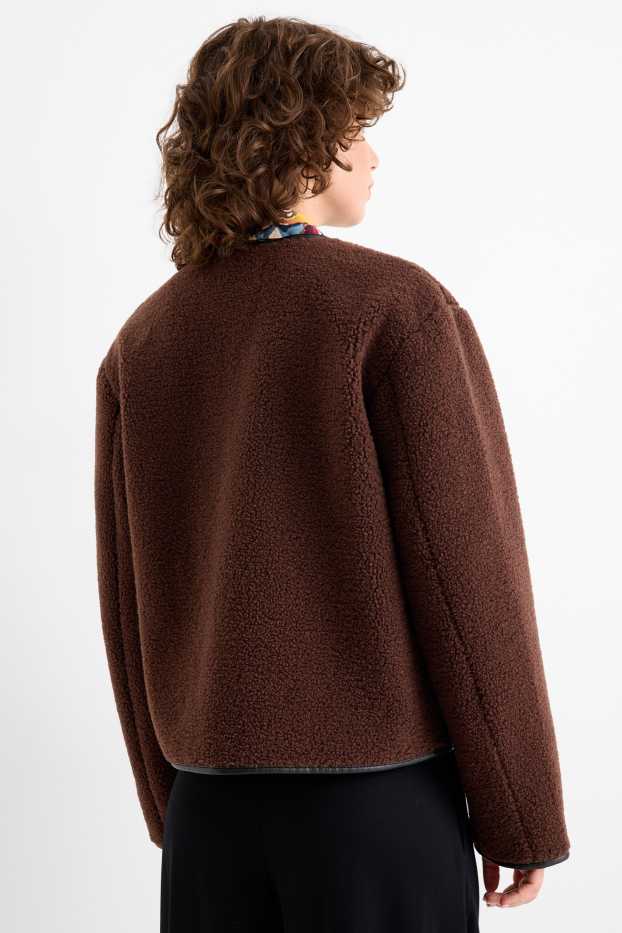 Dámské - Teddy bunda - tmavohnědá