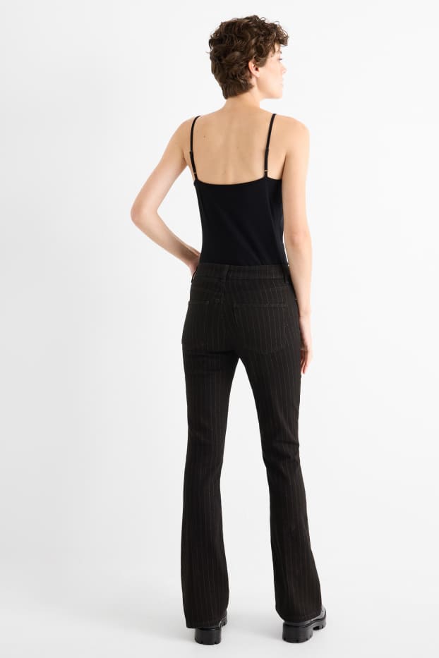 Femmes - Bootcut jean - mid waist - fines rayures - jean gris foncé