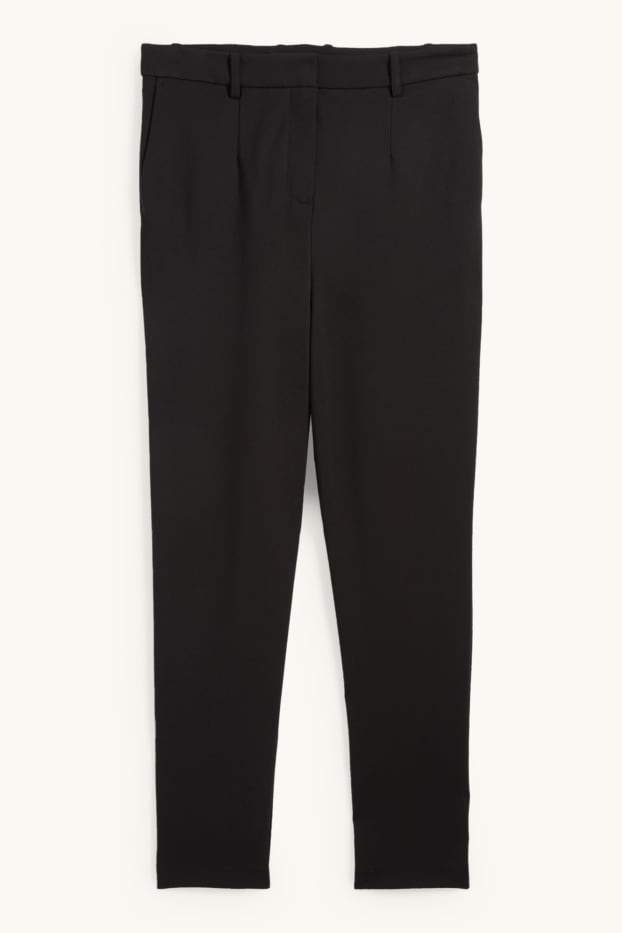 Women - Cloth trousers - high waist - tapered fit - black