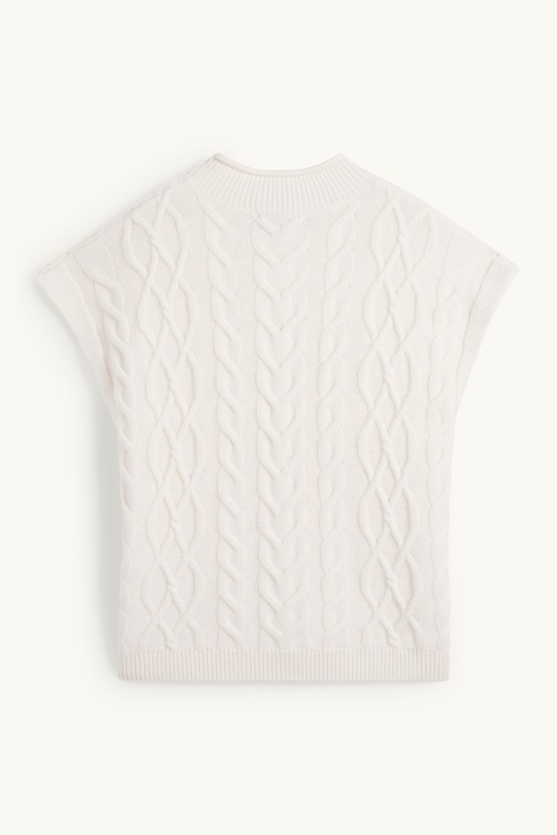 Femmes - Pull en maille en cachemire mélangé - manches courtes - laine mélangée - blanc crème