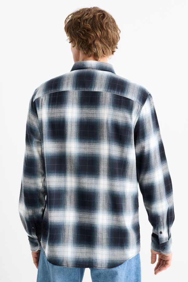 Men - Shirt - regular fit - kent collar - check - dark blue