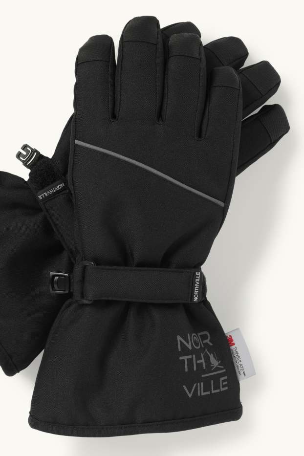 Kinder Buben - Ski-Handschuhe - wasserdicht - schwarz