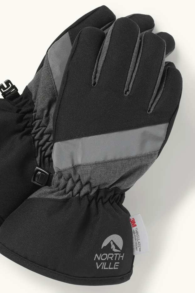 Enfants garçons - Gants de ski - imperméables - noir