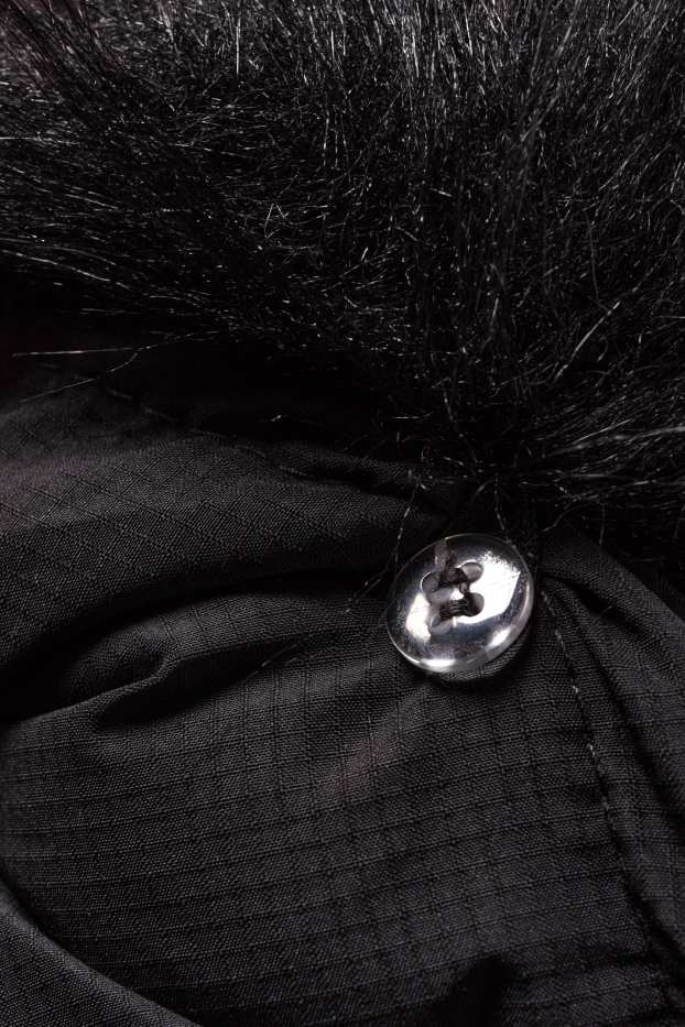 Kinder Mädchen - Daunenjacke mit Kapuze und Kunstfellbesatz - schwarz