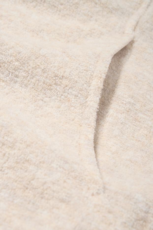 Women - Terry cloth hooded jumper - light beige
