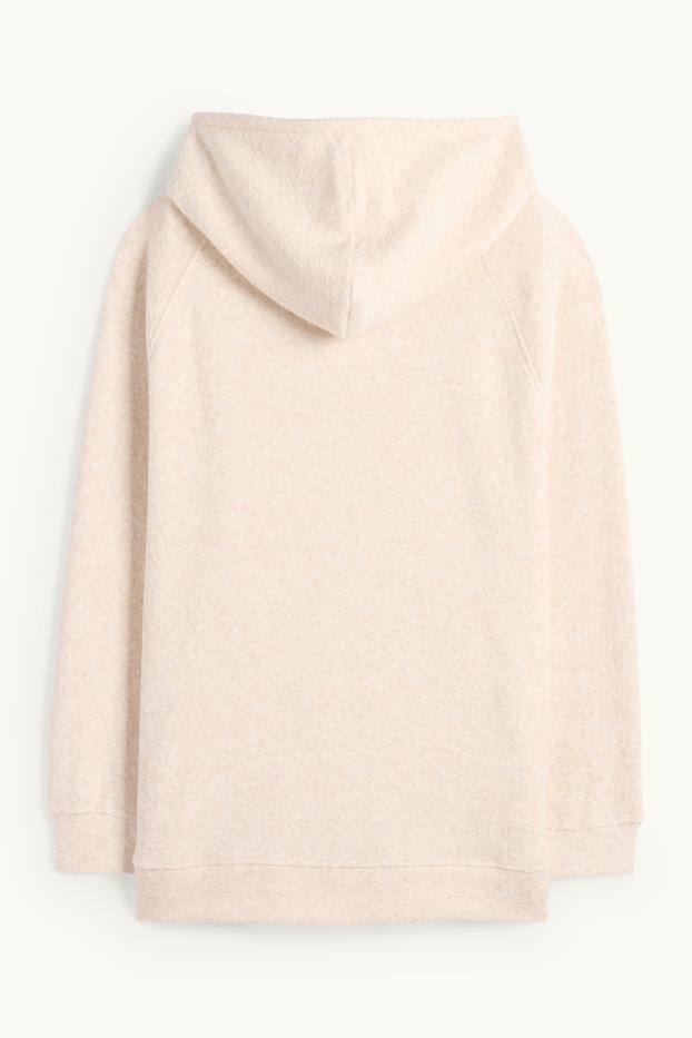 Women - Terry cloth hooded jumper - light beige