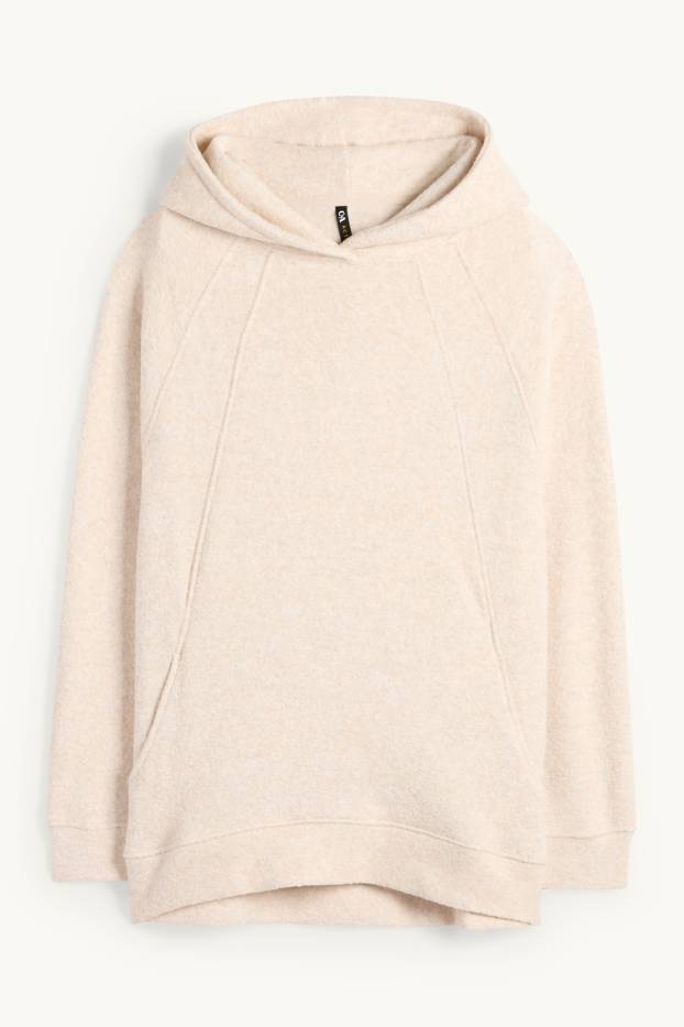 Women - Terry cloth hooded jumper - light beige