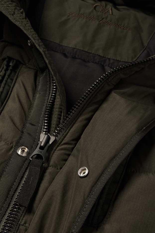 Heren - Gewatteerde jas met capuchon - donkergroen