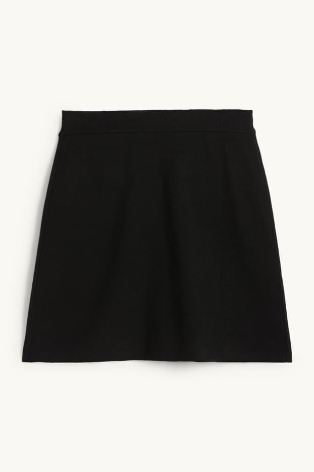 Dames - Gebreide rok - zwart