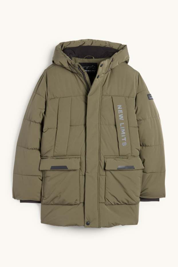 Enfants garçons - Doudoune à capuche - finition déperlante - kaki