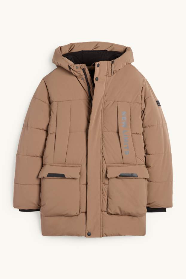 Enfants garçons - Doudoune à capuche - finition déperlante - marron